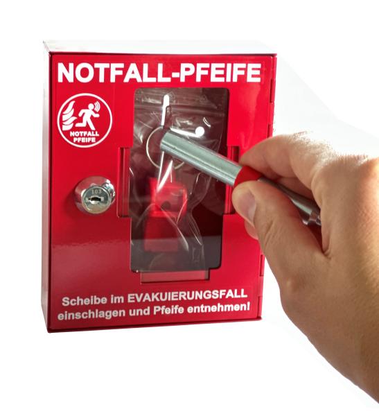 Notfall-Pfeife im Metallkasten